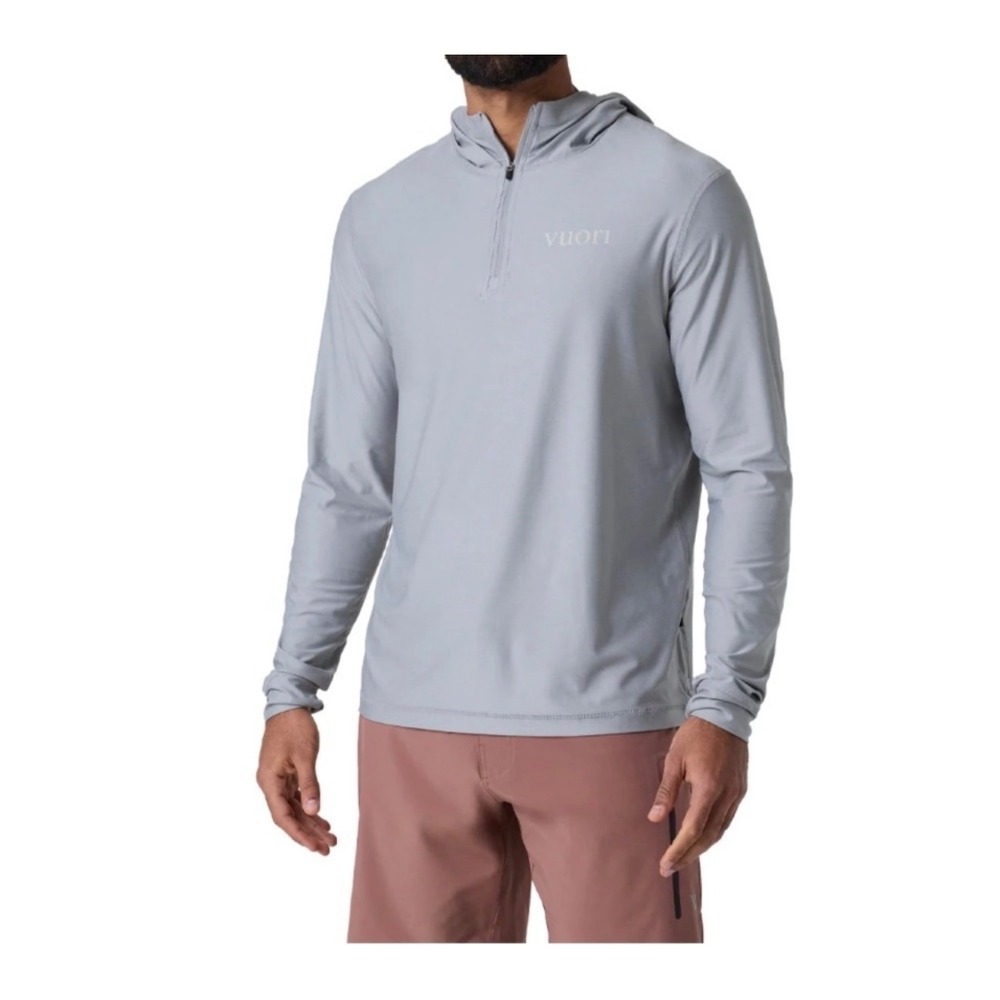 Vuori Mens Strato Tech Hoodie Quarter Zip Pullover Grey V1075 Size M